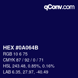 Color code: HEX #0A064B | qconv.com