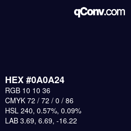 Color code: HEX #0A0A24 | qconv.com