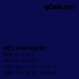 Color code: HEX #0A0A4C00 | qconv.com