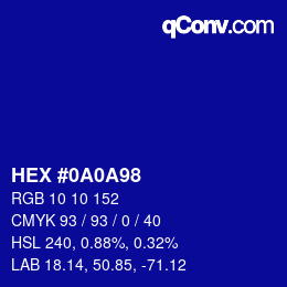 Color code: HEX #0A0A98 | qconv.com