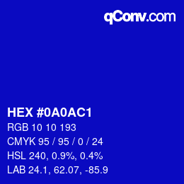 Color code: HEX #0A0AC1 | qconv.com