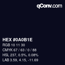 Color code: HEX #0A0B1E | qconv.com