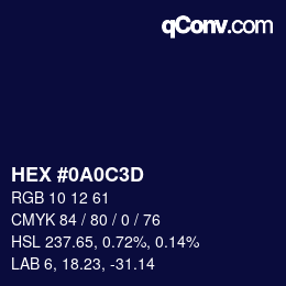 Color code: HEX #0A0C3D | qconv.com