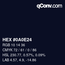 Color code: HEX #0A0E24 | qconv.com