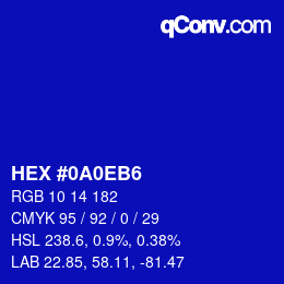 Color code: HEX #0A0EB6 | qconv.com