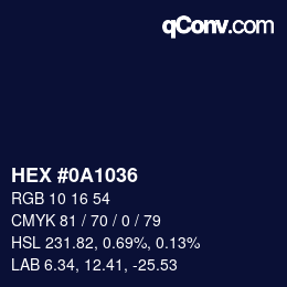 Color code: HEX #0A1036 | qconv.com