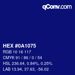 Color code: HEX #0A1075 | qconv.com