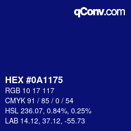 Color code: HEX #0A1175 | qconv.com