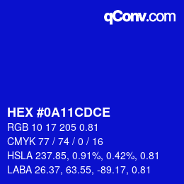 颜色代码: HEX #0A11CDCE | qconv.com