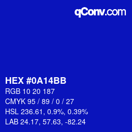 Color code: HEX #0A14BB | qconv.com