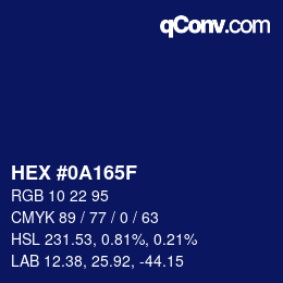 カラーコード: HEX #0A165F | qconv.com