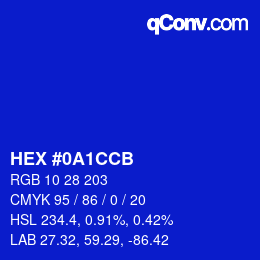 Código de color: HEX #0A1CCB | qconv.com