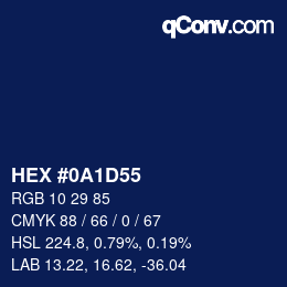 Farbcode: HEX #0A1D55 | qconv.com