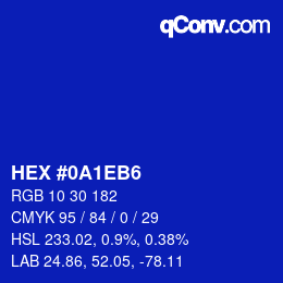 Color code: HEX #0A1EB6 | qconv.com