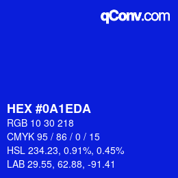 颜色代码: HEX #0A1EDA | qconv.com