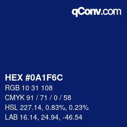 Color code: HEX #0A1F6C | qconv.com