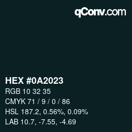 Color code: HEX #0A2023 | qconv.com