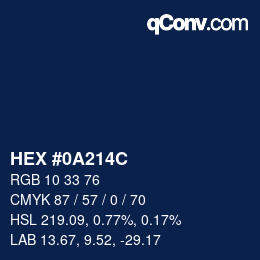 Color code: HEX #0A214C | qconv.com