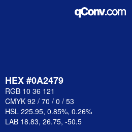 Farbcode: HEX #0A2479 | qconv.com