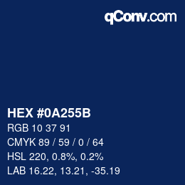 Farbcode: HEX #0A255B | qconv.com