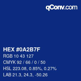Color code: HEX #0A2B7F | qconv.com