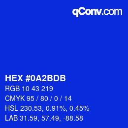 カラーコード: HEX #0A2BDB | qconv.com