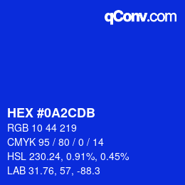 カラーコード: HEX #0A2CDB | qconv.com