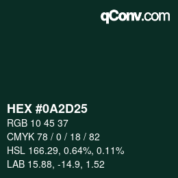 Color code: HEX #0A2D25 | qconv.com