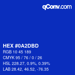 颜色代码: HEX #0A2DBD | qconv.com