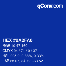 Color code: HEX #0A2FA0 | qconv.com