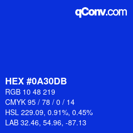 Color code: HEX #0A30DB | qconv.com