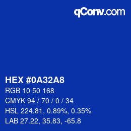 Color code: HEX #0A32A8 | qconv.com