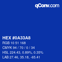 Color code: HEX #0A33A8 | qconv.com