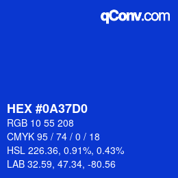 カラーコード: HEX #0A37D0 | qconv.com