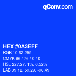 Color code: HEX #0A3EFF | qconv.com