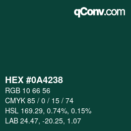 Color code: HEX #0A4238 | qconv.com