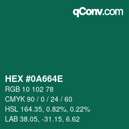 Color code: HEX #0A664E | qconv.com