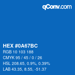 Color code: HEX #0A67BC | qconv.com