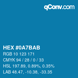 颜色代码: HEX #0A7BAB | qconv.com
