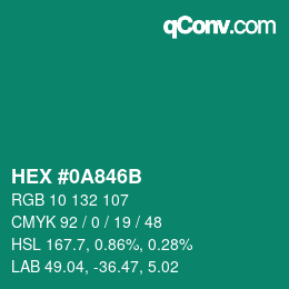 Color code: HEX #0A846B | qconv.com