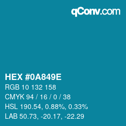 Color code: HEX #0A849E | qconv.com