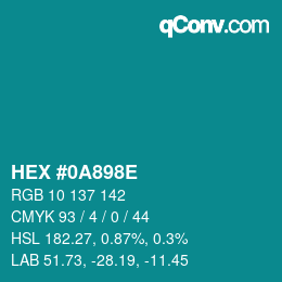 Color code: HEX #0A898E | qconv.com