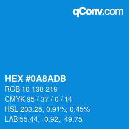 カラーコード: HEX #0A8ADB | qconv.com