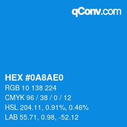 Color code: HEX #0A8AE0 | qconv.com