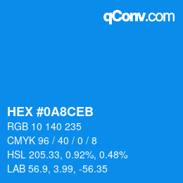 颜色代码: HEX #0A8CEB | qconv.com