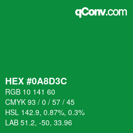 カラーコード: HEX #0A8D3C | qconv.com