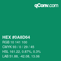 Color code: HEX #0A8D64 | qconv.com