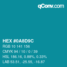 Color code: HEX #0A8D9C | qconv.com