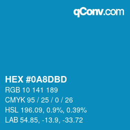 颜色代码: HEX #0A8DBD | qconv.com