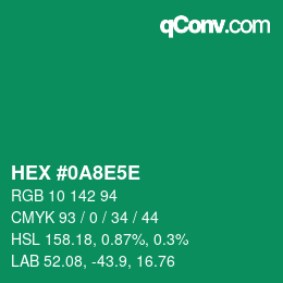 Farbcode: HEX #0A8E5E | qconv.com